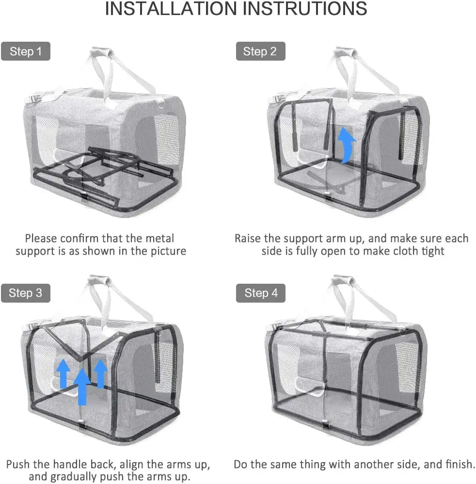 Large Soft-Sided Pet Carrier for Cats and Dogs, Collapsible Travel Bag with Bowl, 24x16.5x16 Inches