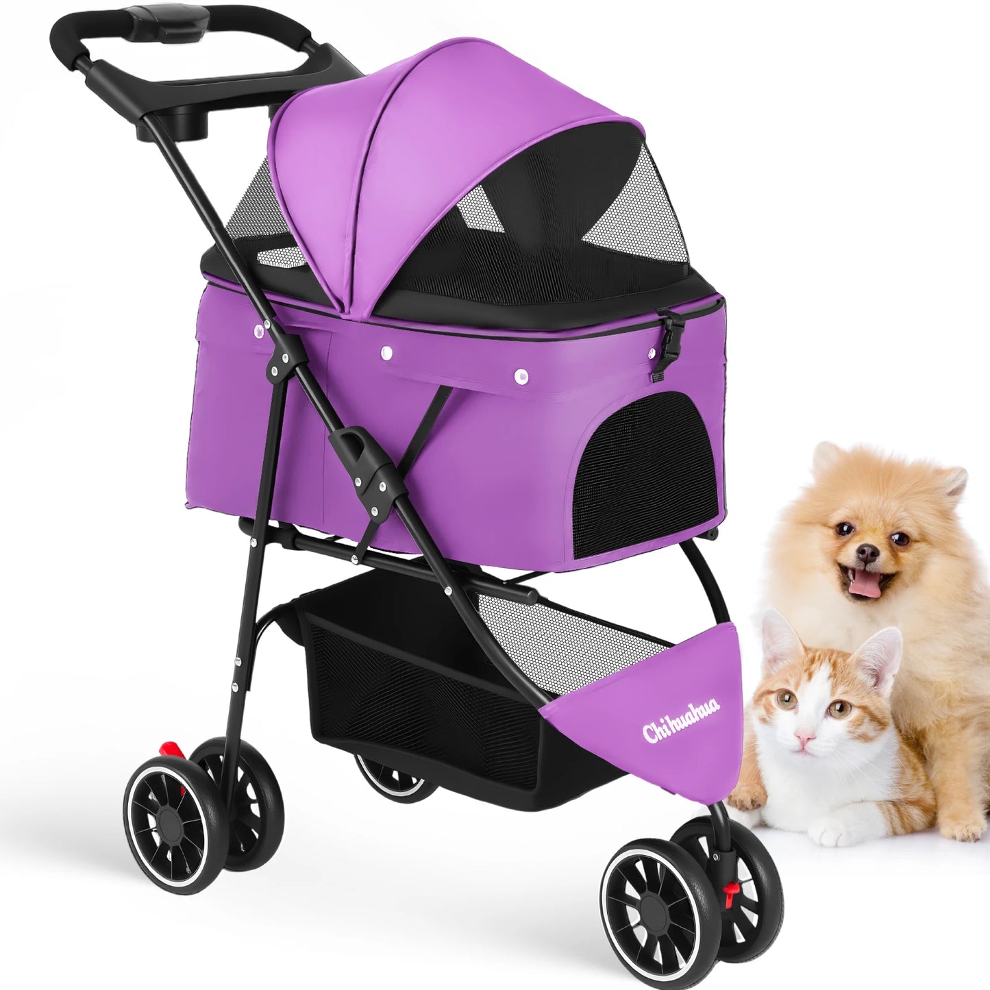 Pet Stroller For Small Puppy Dogs & Cats Travel Portable Dog Stroller Foldable Dog Cat Carrier Strolling