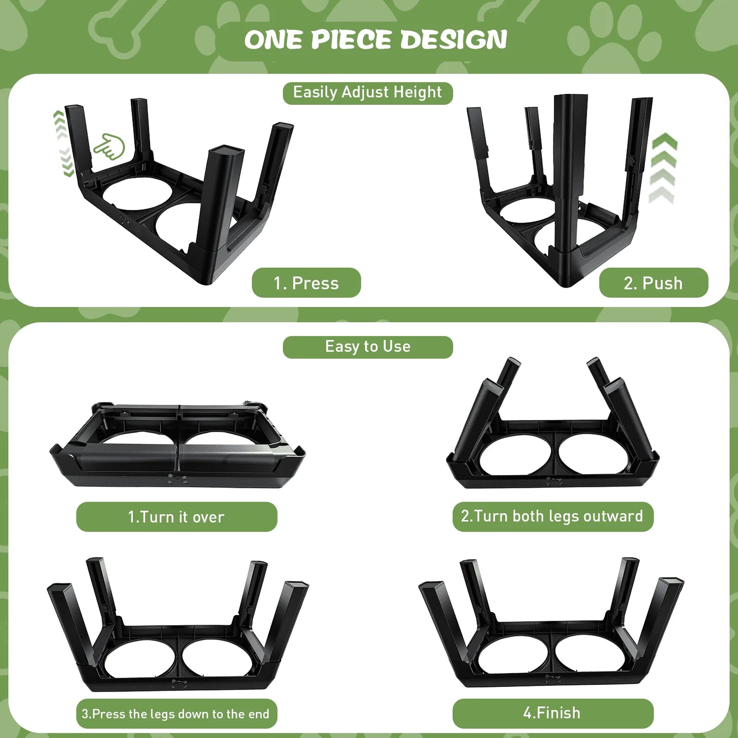 Elevated Dog Bowls - 5 Heights Adjustable Raised Dog Food Bowls with 2 Stainless Steel for Small Medium Large Dogs Cats