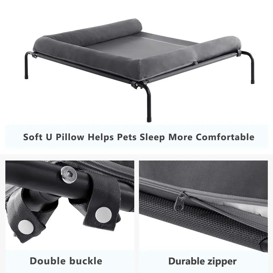 Cooling Elevated Dog Bed for Large Dogs, Portable Indoor amp Outdoor Raised Dog Bed with Breathable Mesh, Chew Proof Pet Hammock
