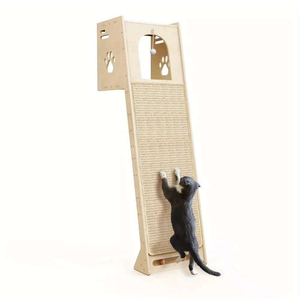 59 Inch Indoor Cat Climbing Tower with Sisal Scratching Posts