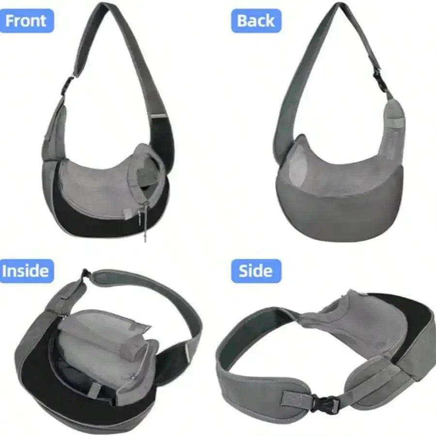 Breathable Mesh Sling Pet Carrier Bag For Small/Medium Dogs & Cats, Adjustable Padded Shoulder Strap, Portable Outdoor Travel To