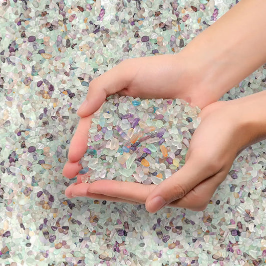 2LB Crushed Quartz Crystal Chips – Tumbled Fluorite Gravel for Crafts, Vases, Succulents & Aquarium Decor