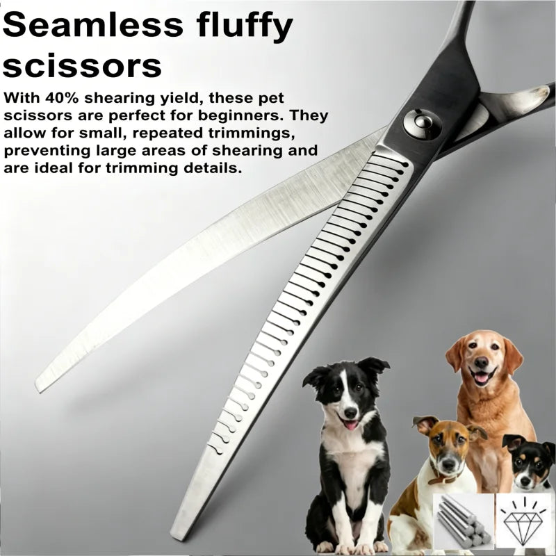 Wingsbro 7'' Curved Chunkers Shears Curved Thinning Shears Stainless Steel Dog Grooming Cat Curved Scissors Light Weight Special