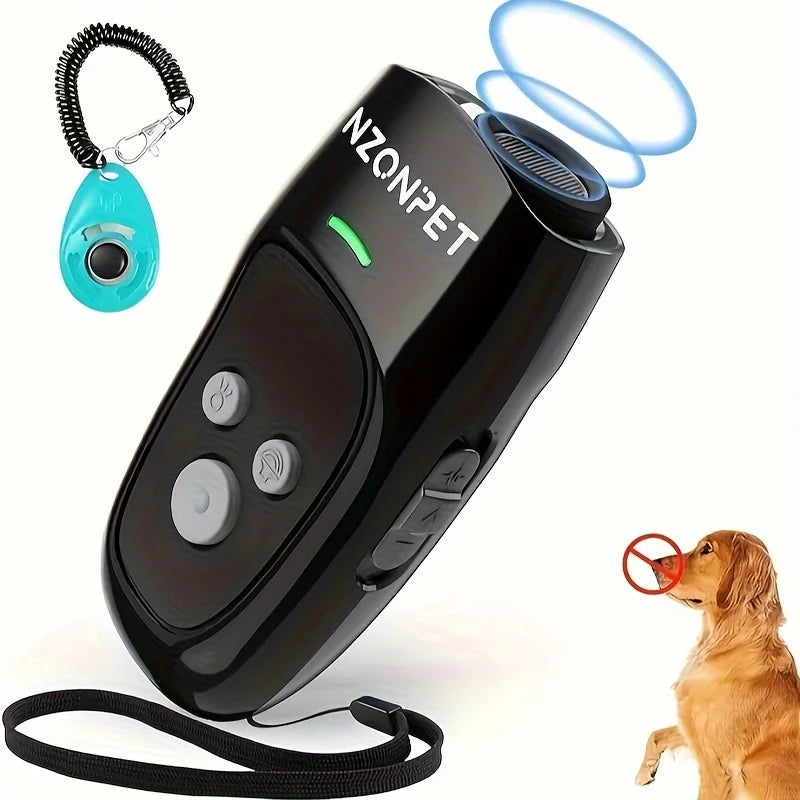 Anti Barking Device, Ultrasonic Dog Trainer, 3 in 1 Sonic Dog Barking Deterrent - 3 Frequency Dog Training And Bark Control, 16.4Ft Range Rechargeable with LED Light And Wrist Strap