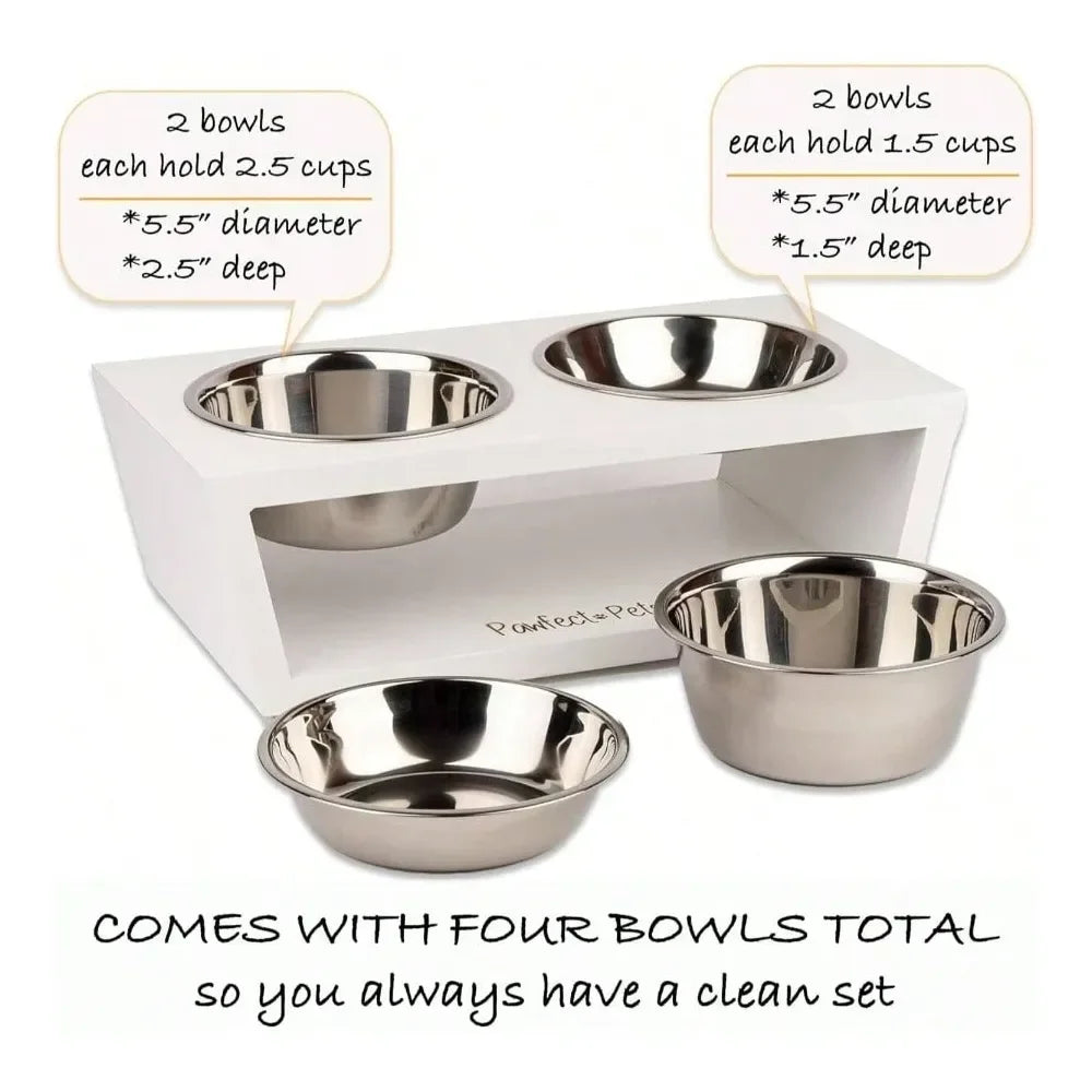 Dog Supplies Dogs Accessories Tall Elevated Dog Bowls Small Dogs, Food And Bowl Set By White