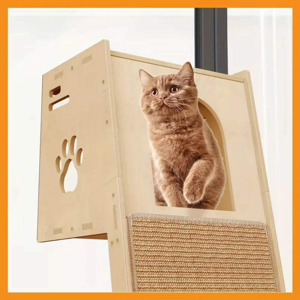 59 Inch Indoor Cat Climbing Tower with Sisal Scratching Posts