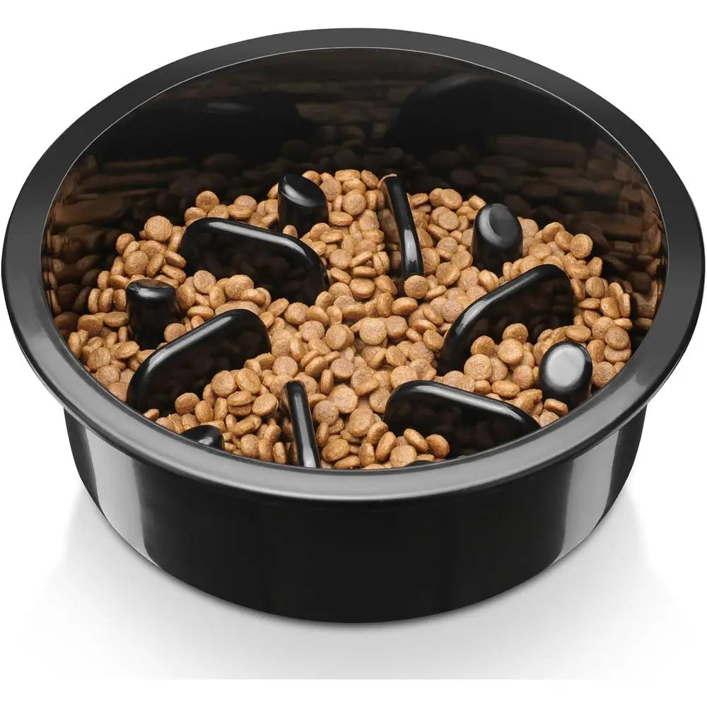 Slow Eeder Dog Bowl, Slow Down Eating Anti-Choking Bloat Stop Maze Design Dog Dishes, Black