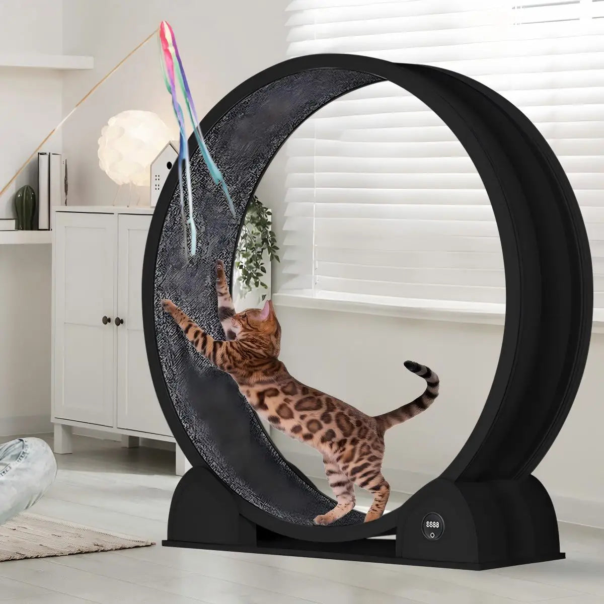 Cat Exercise Wheel Large 114cm Super Quiet Running Wheel with Pedometer & Removable Mat for Fitness, Weight Loss, Training