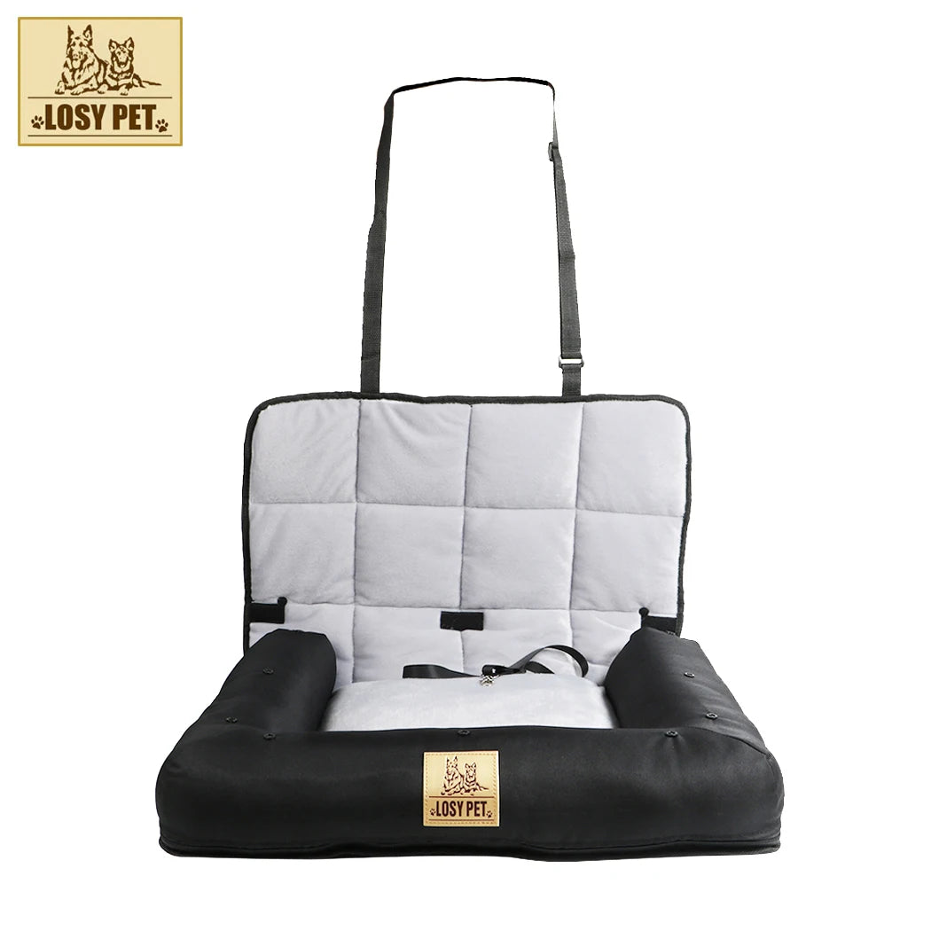 Waterproof Pet Seat Pad for Car Home Use - Removable Cover Dog Cat Cushion Bed Mat with Safety Belt for Front Seat
