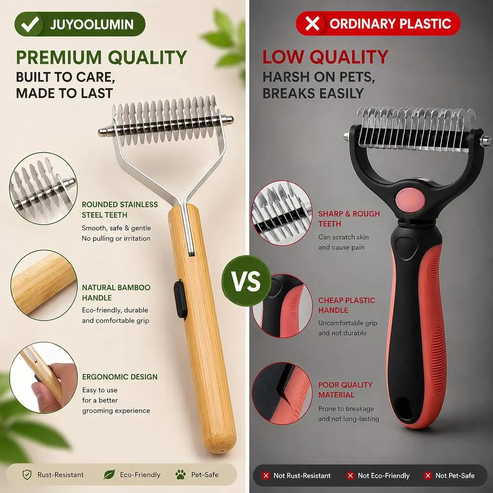 Pet Grooming Kit for Medium to Long Haired Cats & Dogs, 4-in-1 Dematting Comb Set with Undercoat Rake, Detangling & Deshedding T