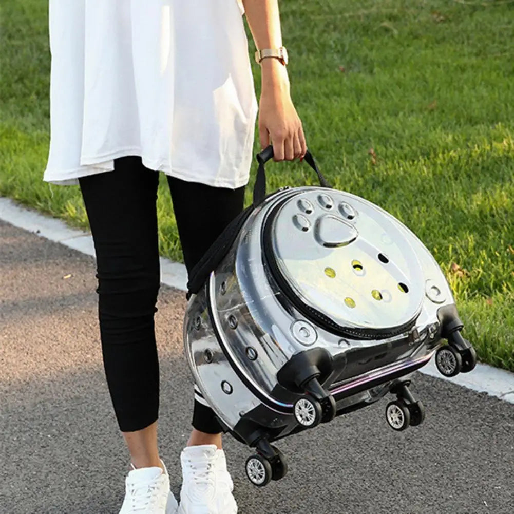 Pet Trolley Case with Ventilation Holes Portable Pet Trolley Case with Ventilation Holes Silent Wheels Travel Backpack for Cats