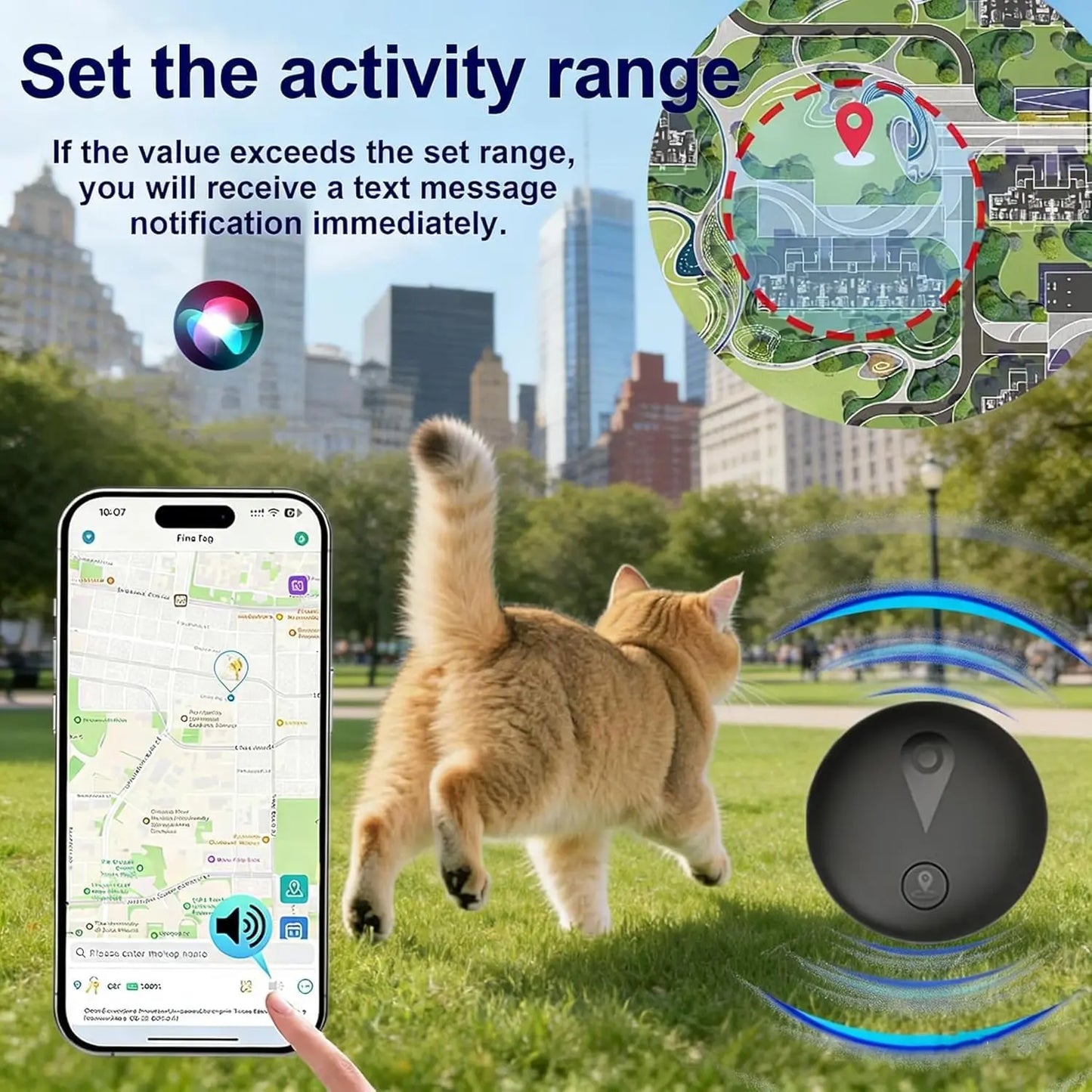 GPS for Dogs, Smart Collar with Real-Time Location - Pet Location with Holder, No Monthly Fee/No SIM Card, Works with iOS Find M