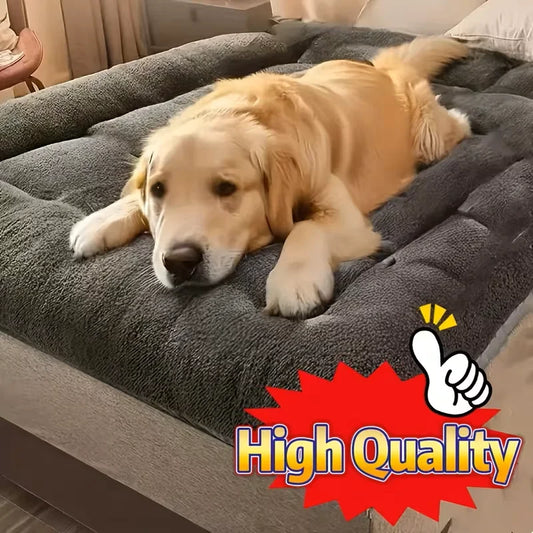 Extra Large Plush Dog Bed Sofa - Thickened Winter Warm Pet Mat for Medium Large Dogs & Cats - Super Soft Polyester Dog Crate Bed