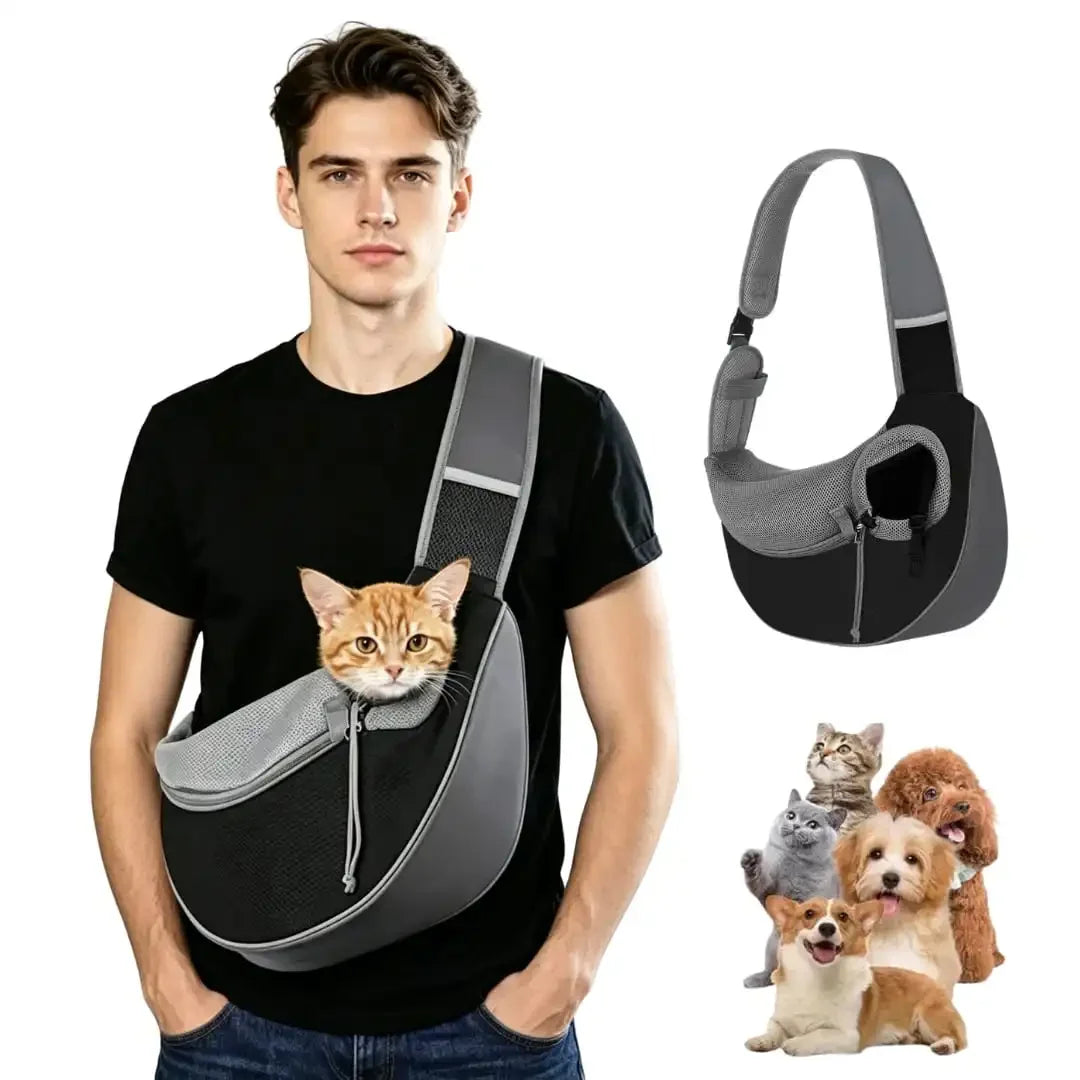 Breathable Mesh Sling Pet Carrier Bag For Small/Medium Dogs & Cats, Adjustable Padded Shoulder Strap, Portable Outdoor Travel To