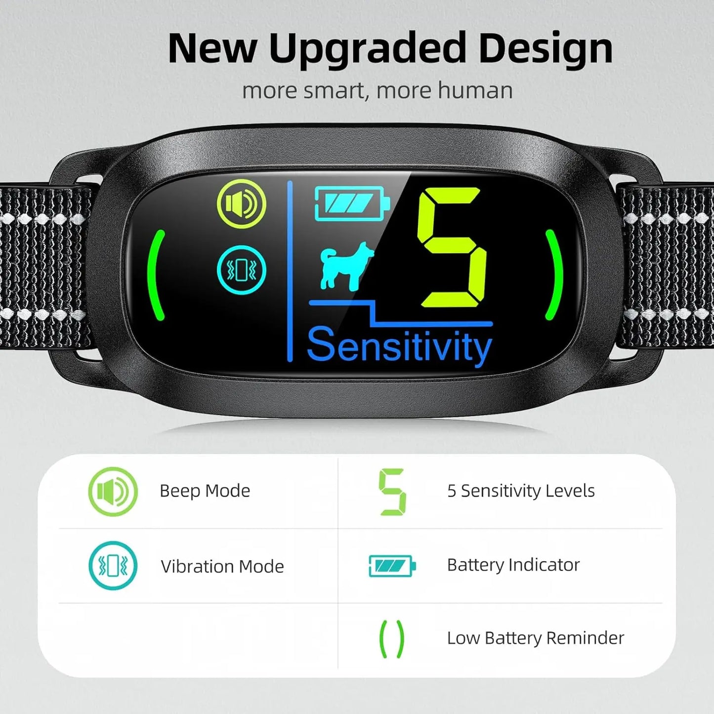 Dog Bark Collar, Rechargeable Smart Collar, Anti Barking Training Collar with 5 Adjustable Sensitivity Beep Vibration, Bark Coll