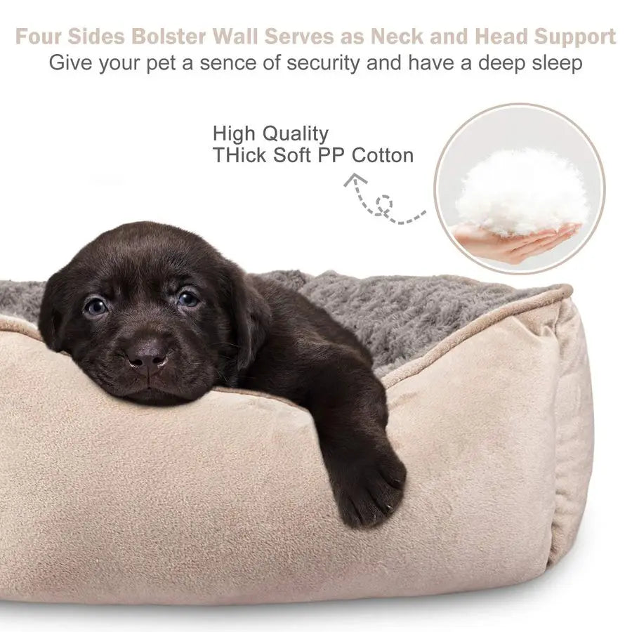 Rectangle Dog Bed for Large Medium Small Dogs Washable Orthopedic Sofa Bed, Soft Breathable Puppy amp Pet Cuddler, Durable Calmi