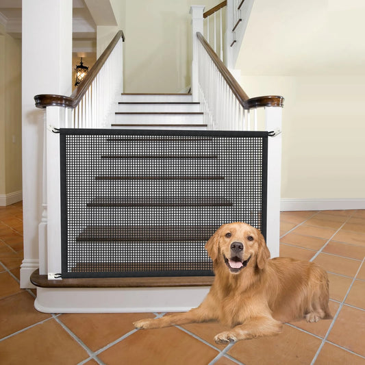 38 Inch Dog Screen Mesh Gate for Stairs, 29in Tall Fits 32-35in Openings