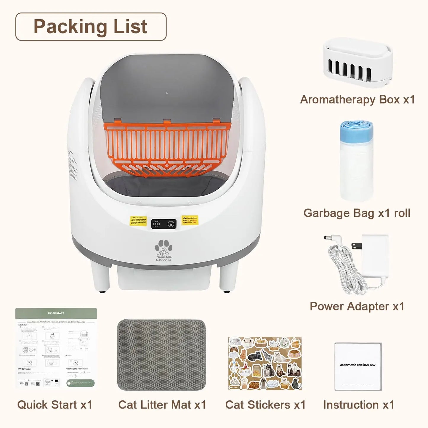 Self Cleaning Cat Litter Box, Open-Top Automatic Cat Litter Box for Multiple Cats, with Safety Protection, Smart, Customized