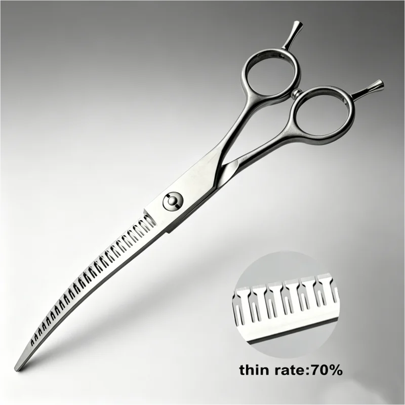 Wingsbro 7'' Curved Chunkers Shears Curved Thinning Shears Stainless Steel Dog Grooming Cat Curved Scissors Light Weight Special