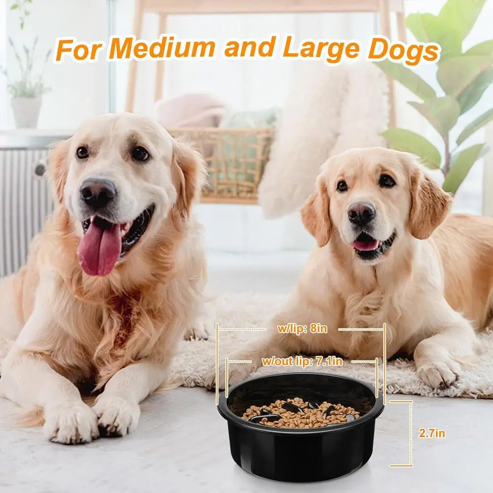 Slow Eeder Dog Bowl, Slow Down Eating Anti-Choking Bloat Stop Maze Design Dog Dishes, Black