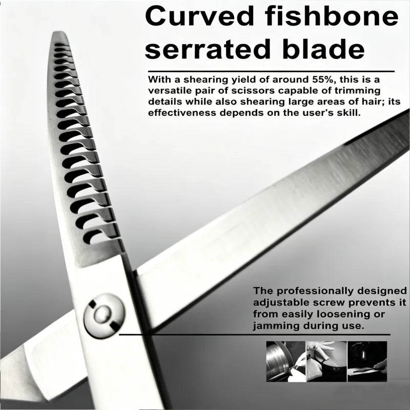 Wingsbro 7'' Curved Chunkers Shears Curved Thinning Shears Stainless Steel Dog Grooming Cat Curved Scissors Light Weight Special