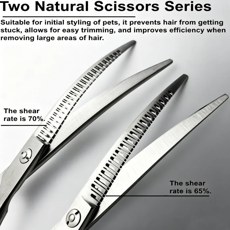 Wingsbro 7'' Curved Chunkers Shears Curved Thinning Shears Stainless Steel Dog Grooming Cat Curved Scissors Light Weight Special