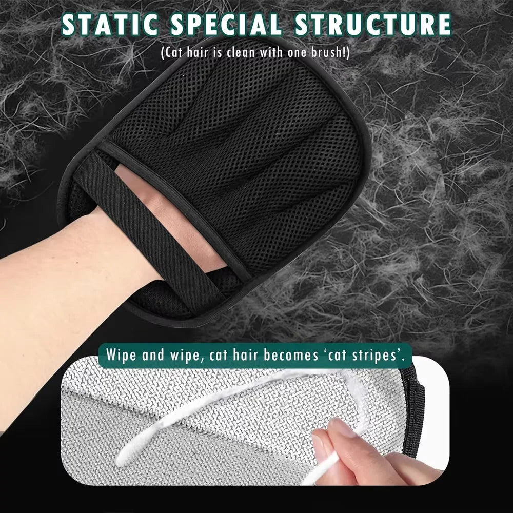 Upgraded Electrostatic Pet Hair Remover Gloves Reusable Five-Finger Grooming Mitts Static Fur Removal Brush for Dogs Cats Couch