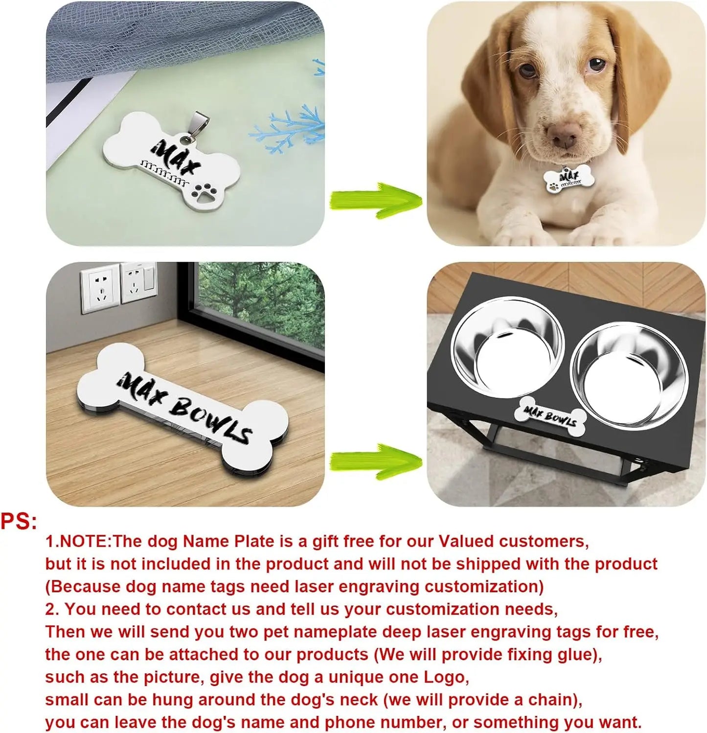 Adjustable Elevated Dog Bowls, Stainless Steel Non-Slip Feeder for All Sizes