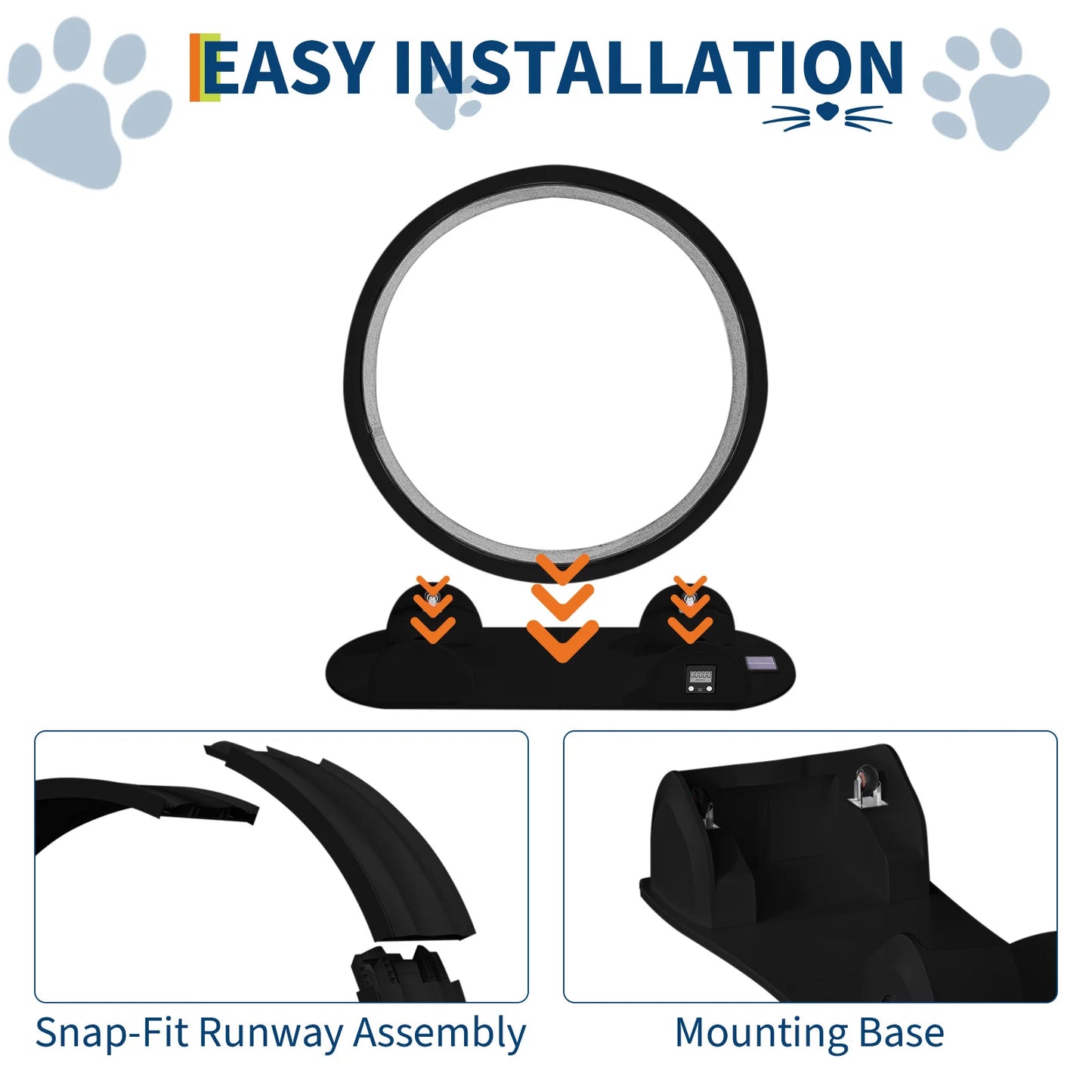 Cat Exercise Wheel Large 114cm Super Quiet Running Wheel with Pedometer & Removable Mat for Fitness, Weight Loss, Training