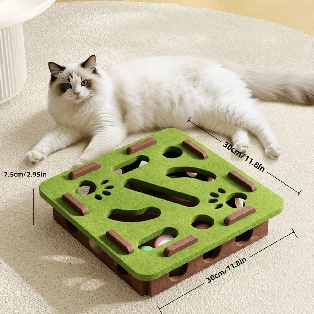 New Interactive Cat Toy, Cat Puzzle Toy With Maze Tunnel And Bell Ball, Durable Felt Material, Battery-Free, Suitable For Indoor Cats