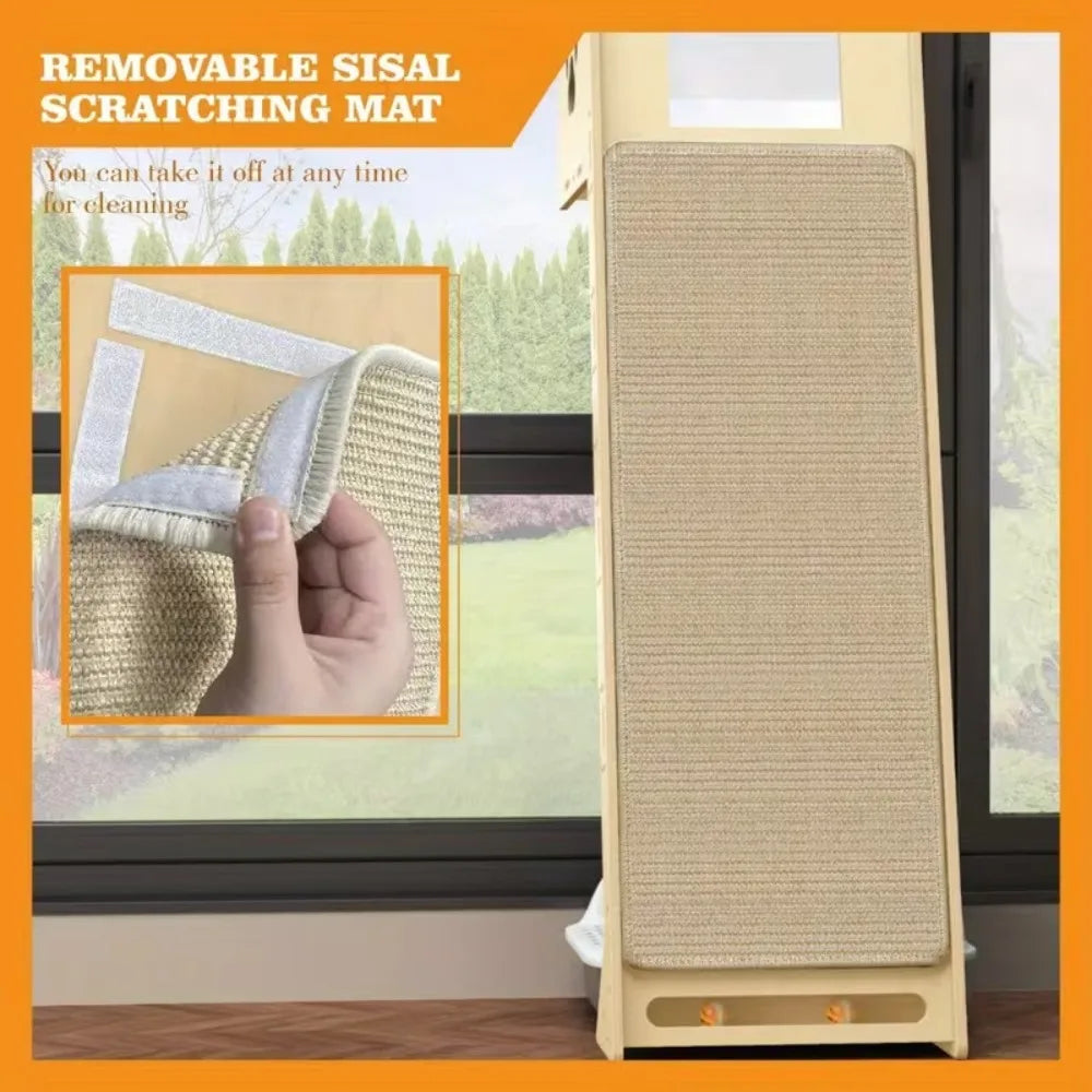 59 Inch Indoor Cat Climbing Tower with Sisal Scratching Posts