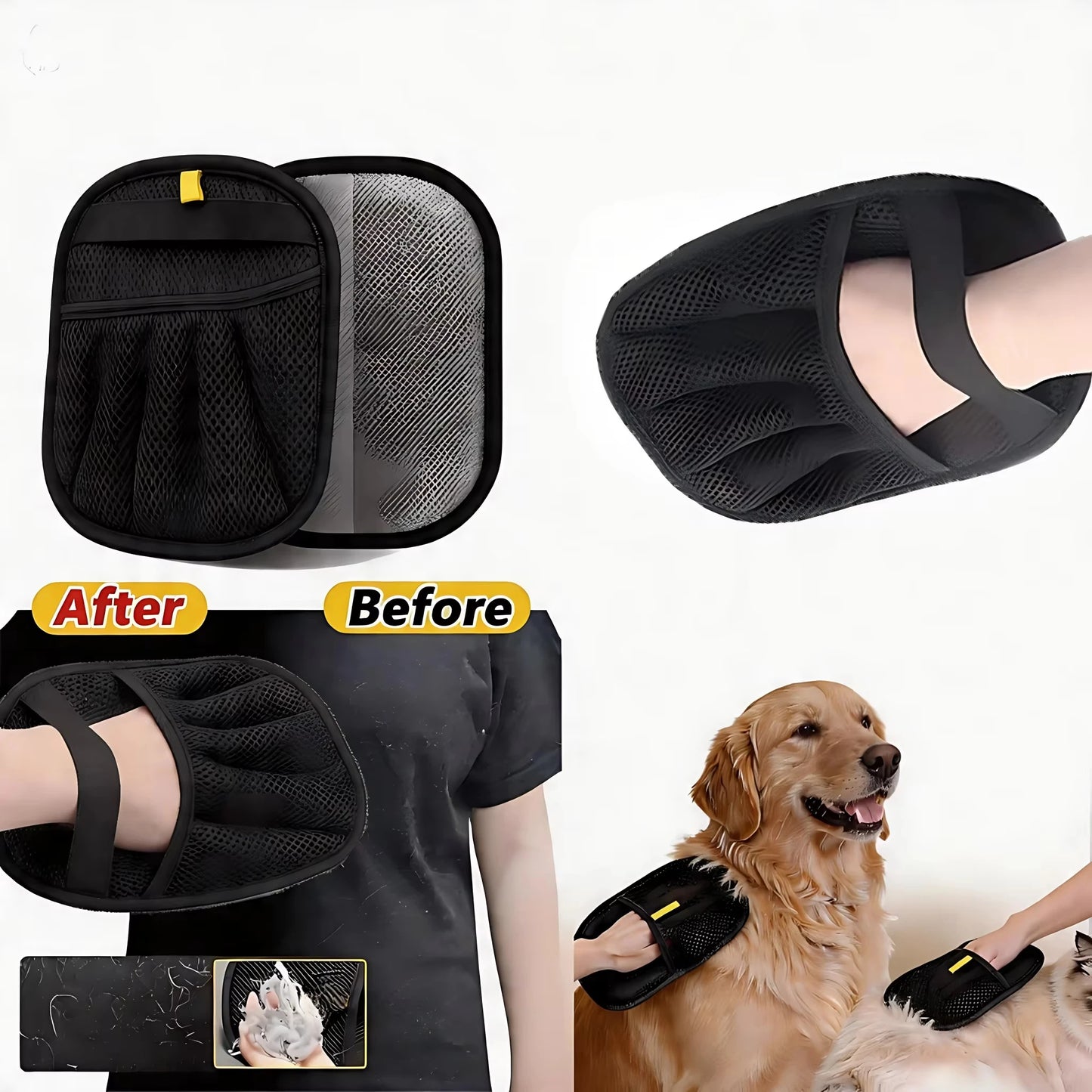 Upgraded Electrostatic Pet Hair Remover Gloves Reusable Five-Finger Grooming Mitts Static Fur Removal Brush for Dogs Cats Couch