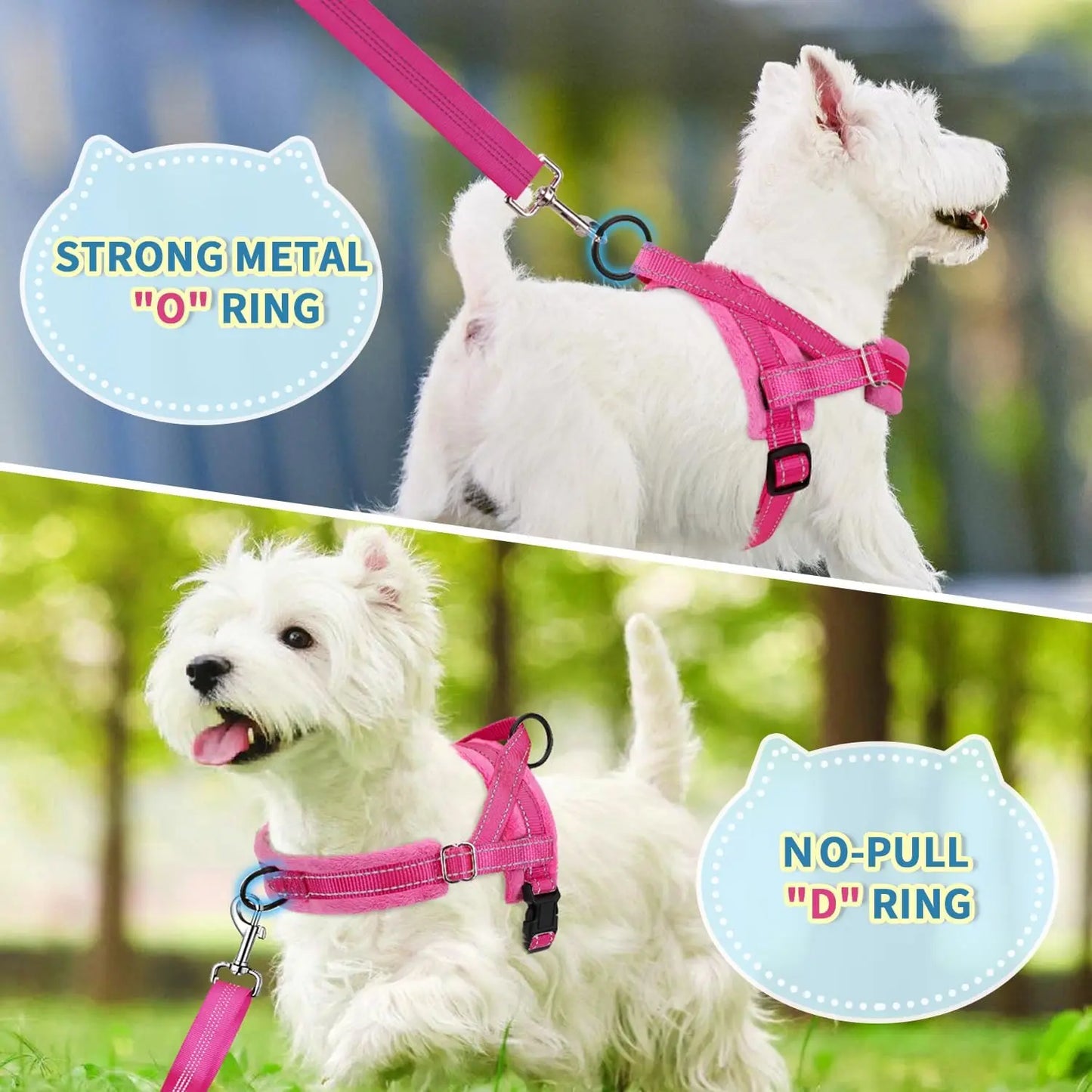 Small Dog Harness and Leash Set with Reflective Strips, Adjustable No Pull Puppy Vest for Walking Training, Lightweight Pet Lead