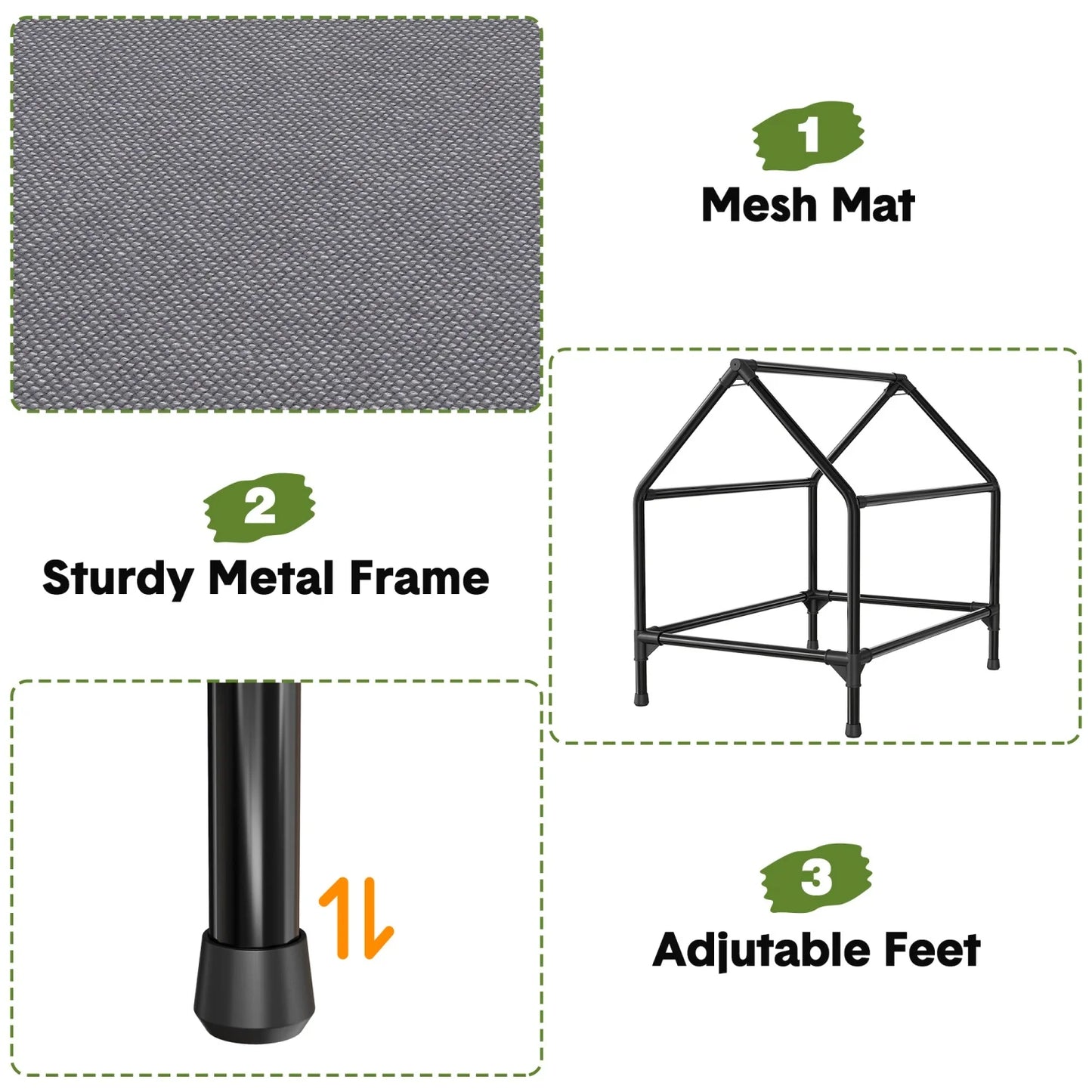 Weatherproof Elevated Dog House, 600D Oxford Breathable Outdoor Dog Tent Shelter with Mesh Bed, Sturdy Metal Frame Pet Kennel for Medium Dogs, Indoor/Outdoor Use