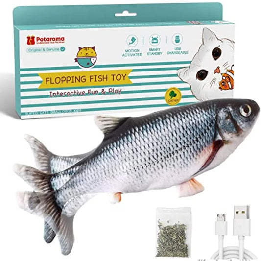 Cat Toys Flopping Fish with Catnip, Moving Kitten Kicker, Floppy Wiggle Carp for Small Dogs, Interactive Motion Kitty Exercise,
