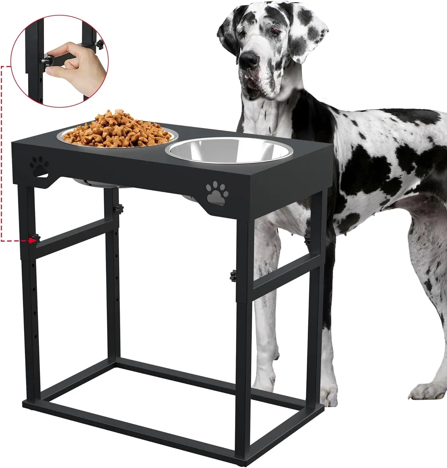Adjustable Elevated Dog Bowls, Stainless Steel Non-Slip Feeder for All Sizes