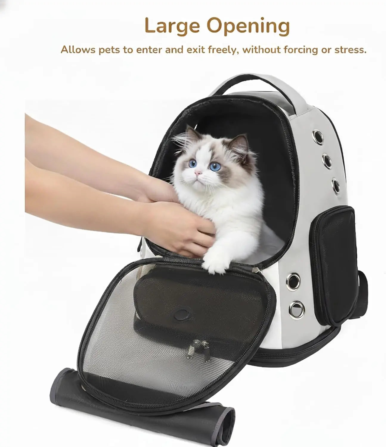 Cat Backpack Carrier, Airline Approved Pet Travel Bag for Small Dogs up to 18 lbs, Gray Mesh