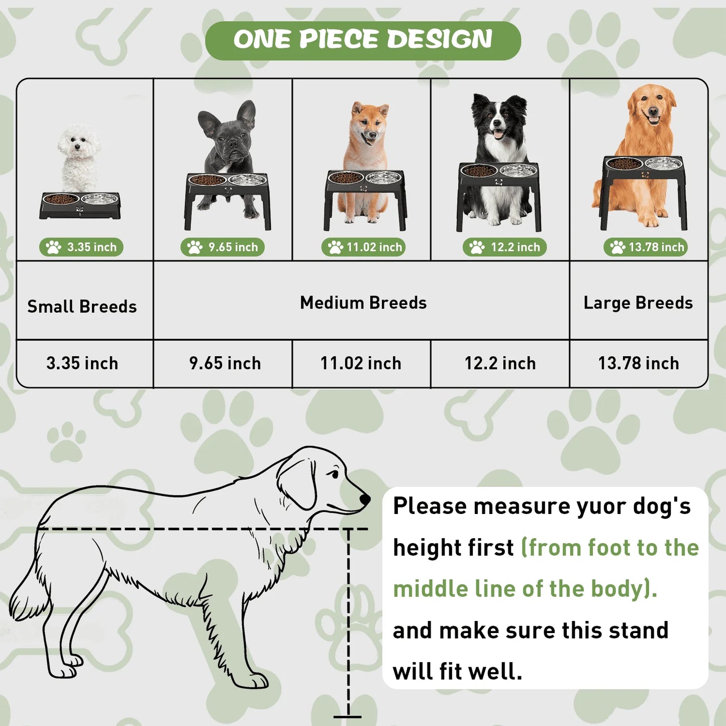 Elevated Dog Bowls - 5 Heights Adjustable Raised Dog Food Bowls with 2 Stainless Steel for Small Medium Large Dogs Cats