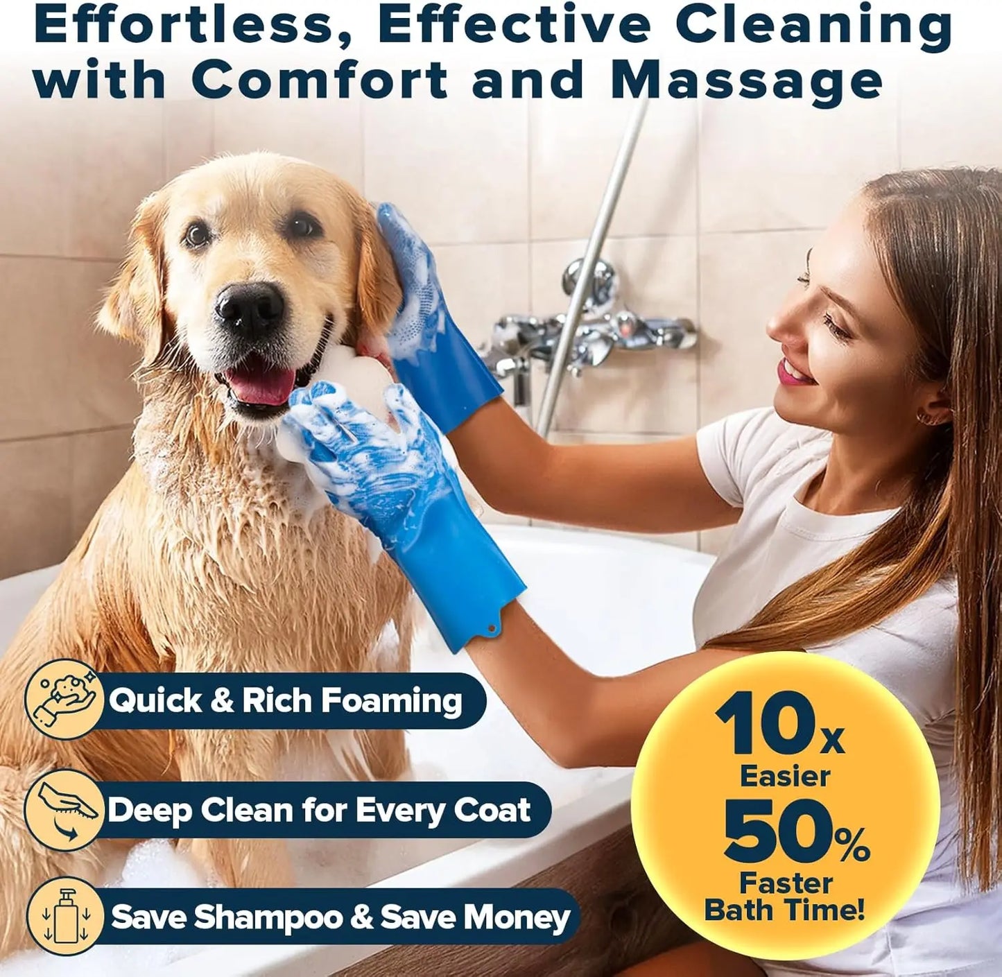 6PCS Pet Grooming Kit for DogsCats  Dog Washing Gloves Bath Brush Bath Gloves Shampoo Brush Pet Grooming Gloves Bath Supplies