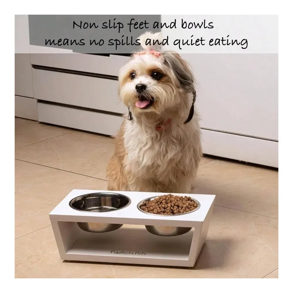 Dog Supplies Dogs Accessories Tall Elevated Dog Bowls Small Dogs, Food And Bowl Set By White
