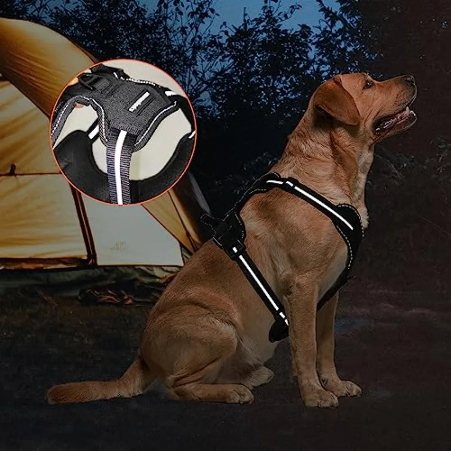 No-Pull Dog Harness, Soft Padded Adjustable Vest with Reflective Stripes,,Black