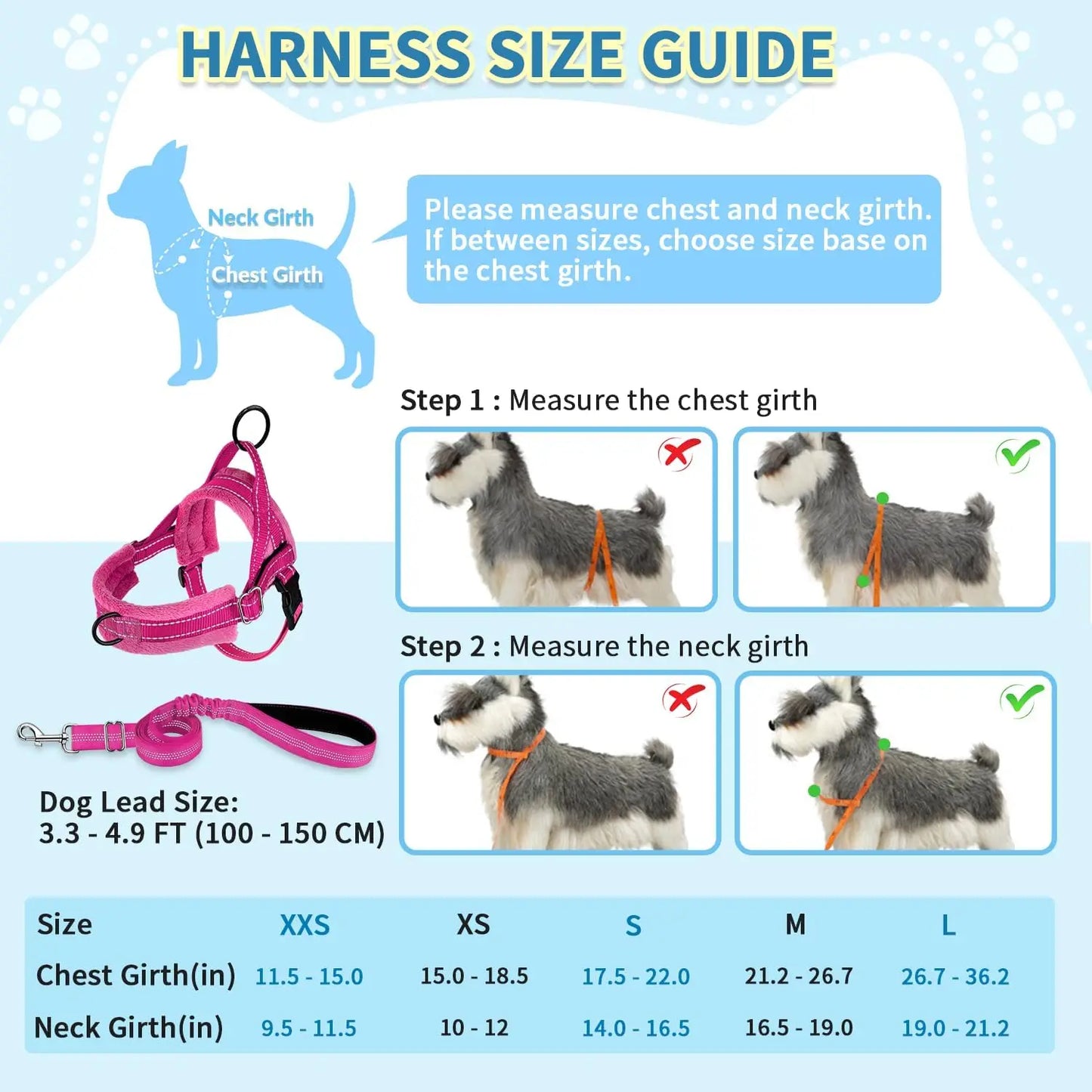 Small Dog Harness and Leash Set with Reflective Strips, Adjustable No Pull Puppy Vest for Walking Training, Lightweight Pet Lead
