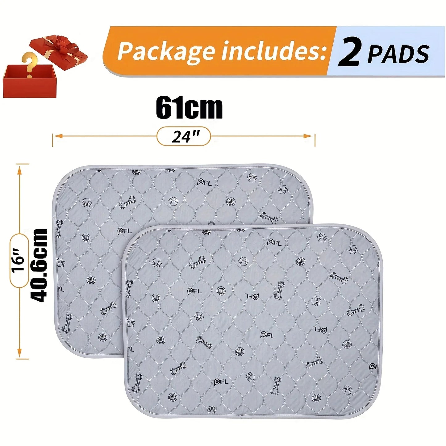 2/6-Pack 24"X 16" Reusable Puppy Training Pads - Ultra-Absorbent, Washable, Non-Slip Dog Pee Mats for Dogs - All-Day Protection Against Urine Leakage, Essential for Dog Training