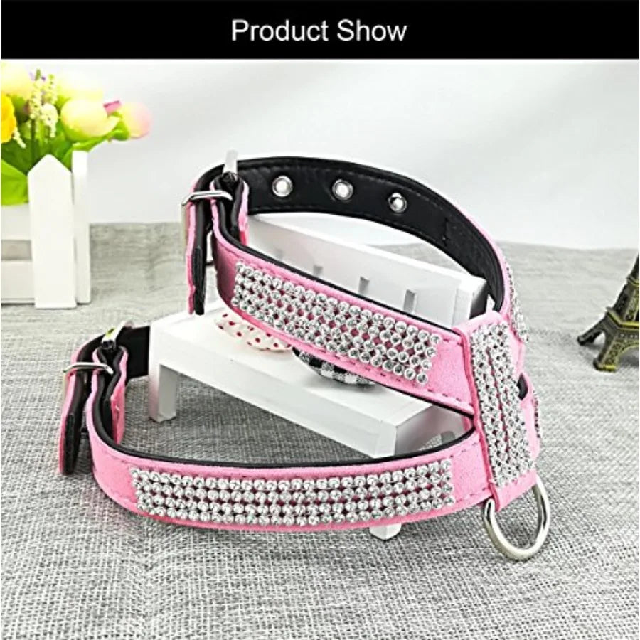 Fashion Puppy Harness with Diamantes and Lead Cute Girls Bling Dog Harness with Bling Leashes for Small Dogs