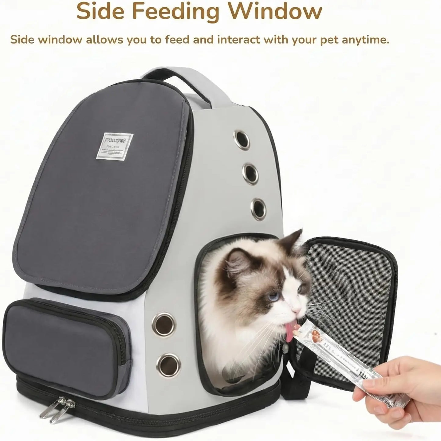 Cat Backpack Carrier, Airline Approved Pet Travel Bag for Small Dogs up to 18 lbs, Gray Mesh