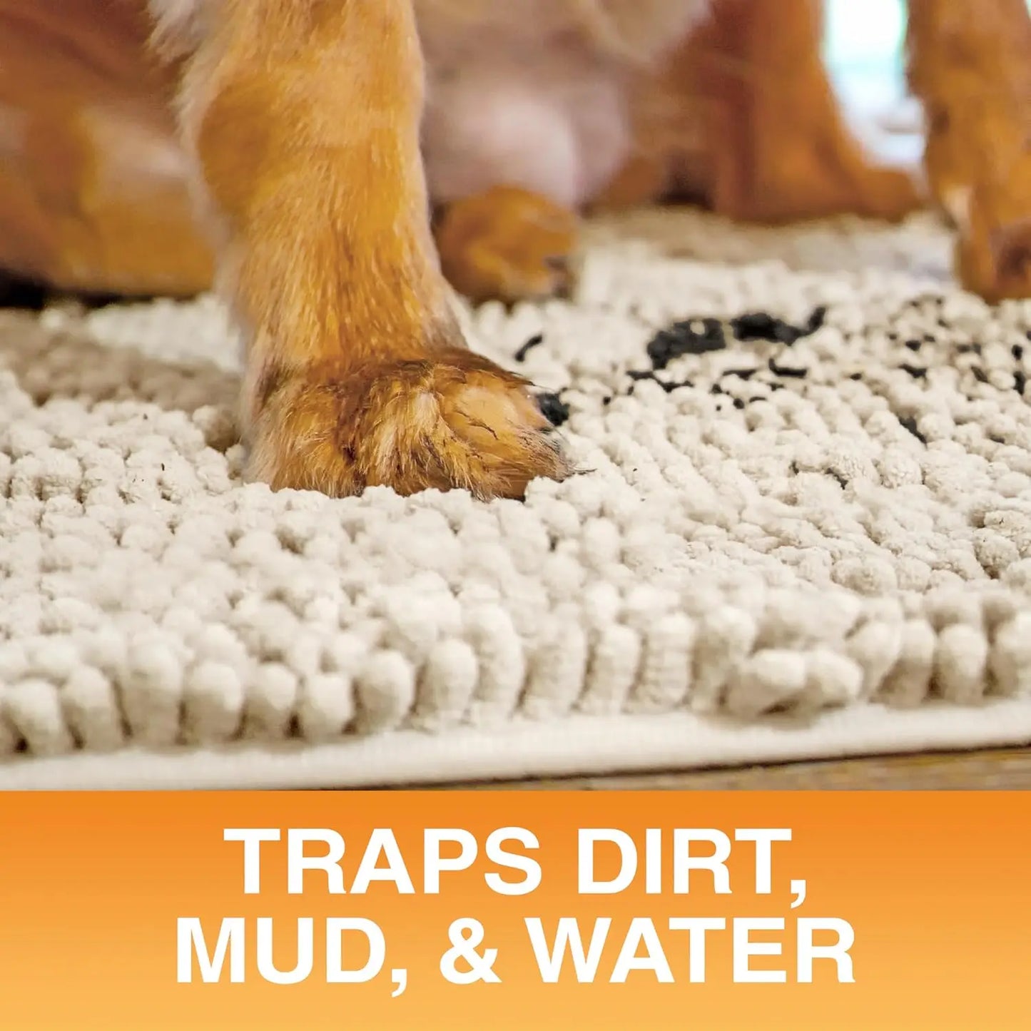 Super Absorbent Quick-Dry Chenille Dog Door Mat 24x17 Inches, Non-Slip Machine Washable Pet Rug for Indoor Entryway