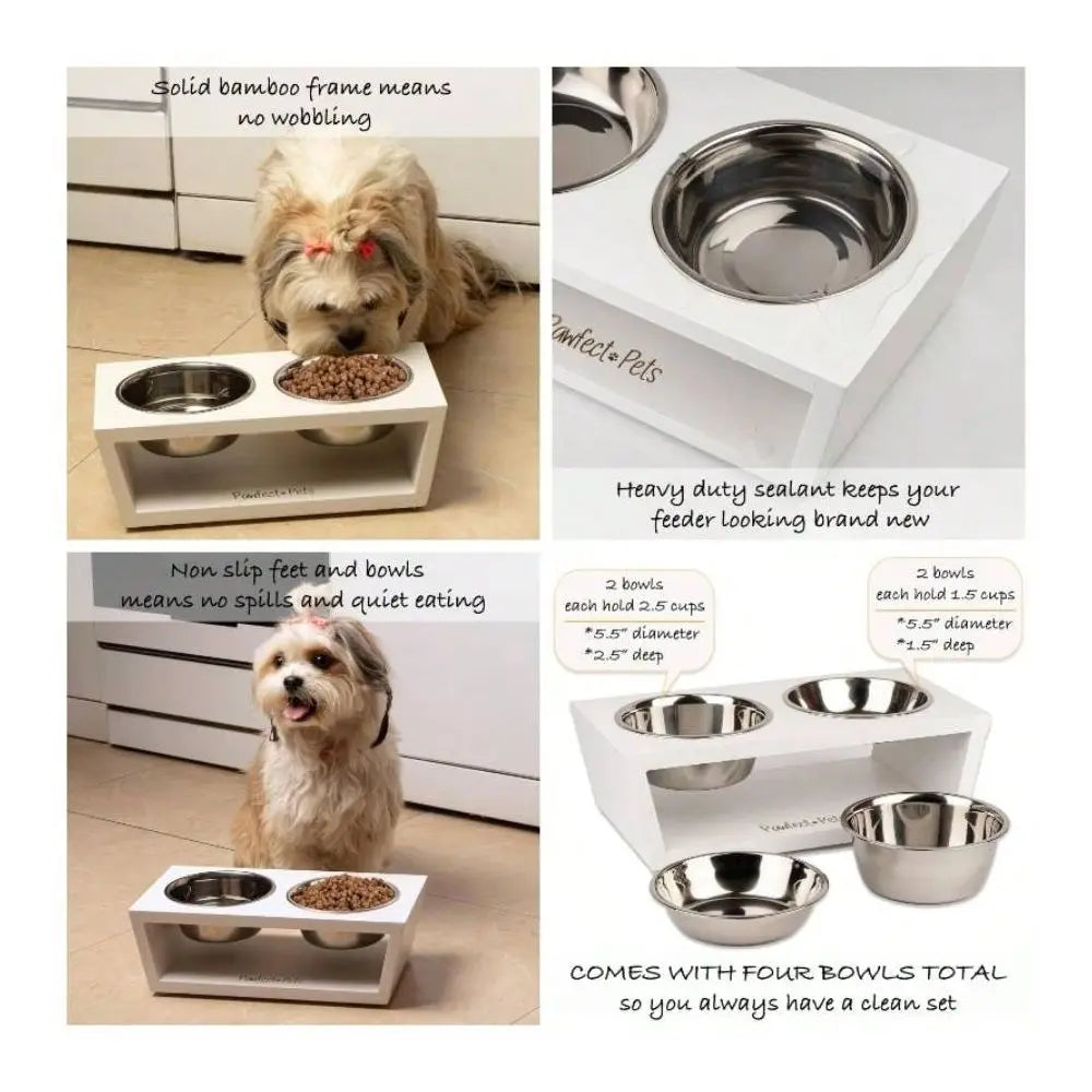 Dog Supplies Dogs Accessories Tall Elevated Dog Bowls Small Dogs, Food And Bowl Set By White