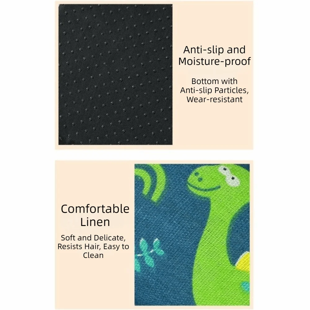 Rattan Weave Pet Cooling Mat Cartoon Pattern Anti-Slip Cat Sleeping Mat Breathable with Pillow Dog Crate Sleep Bed Car Travel
