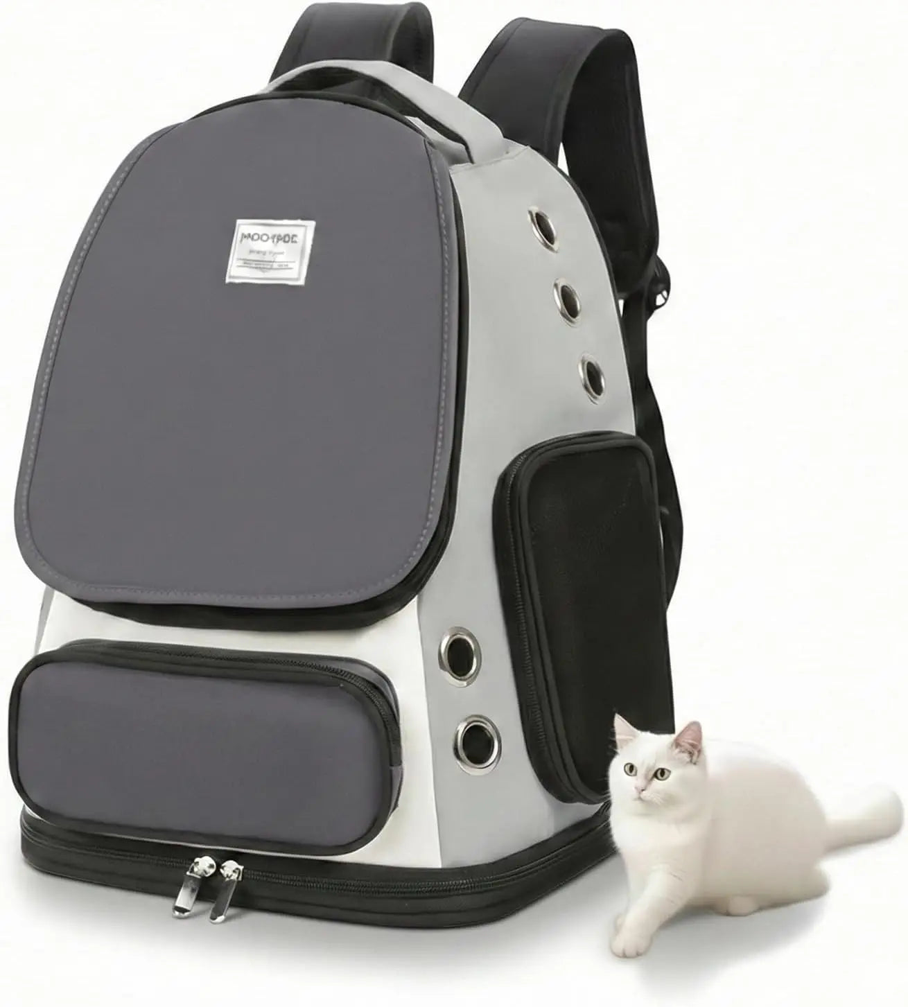 Cat Backpack Carrier, Airline Approved Pet Travel Bag for Small Dogs up to 18 lbs, Gray Mesh